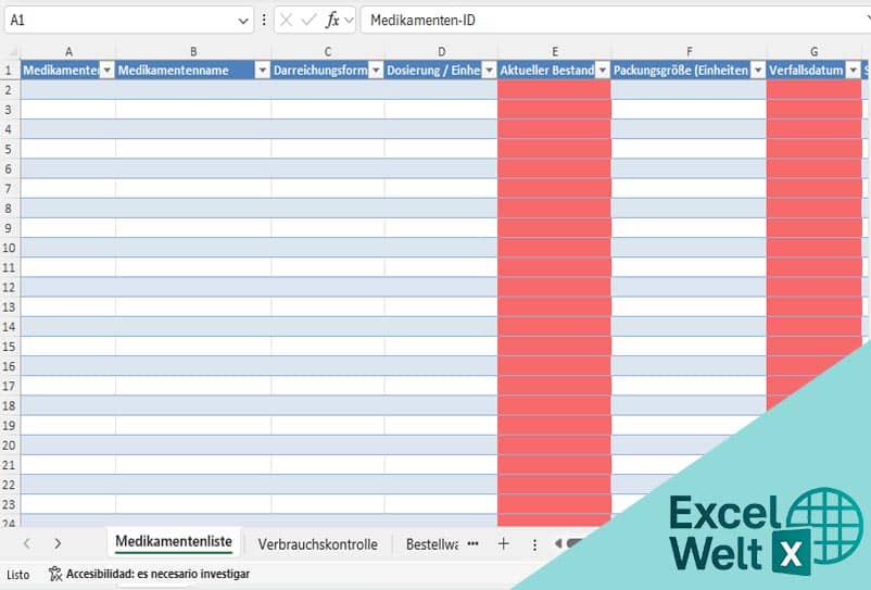 Medikamentenverwaltung Excel-Vorlage