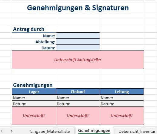 bestandsliste excel mit entnahme