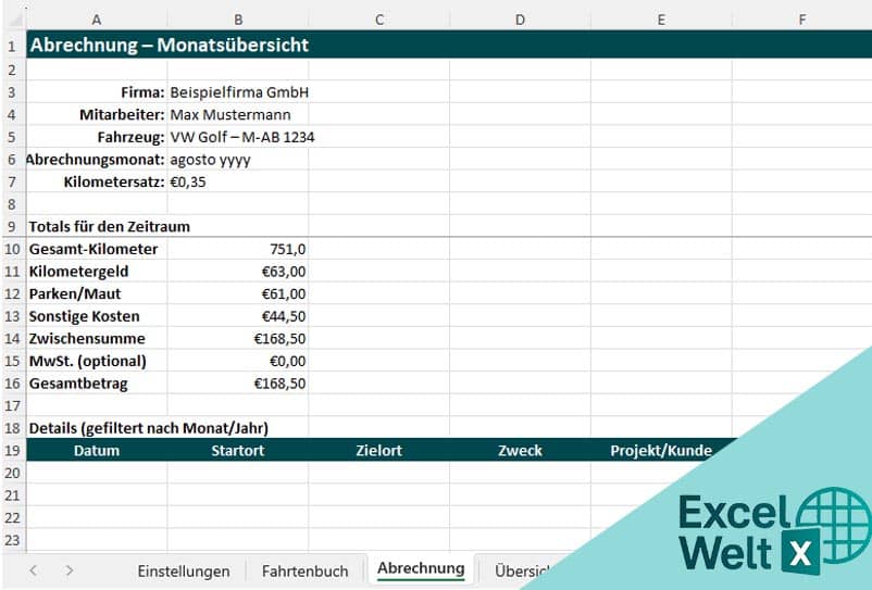 dienstfahrten mit privat-pkw abrechnung vorlage