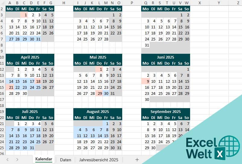 kalender 2025 thüringen excel