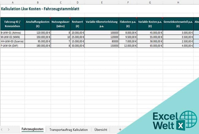 kalkulation transportkosten excel kostenlos