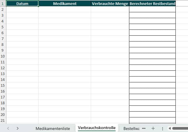 medikamenten liste vorlage