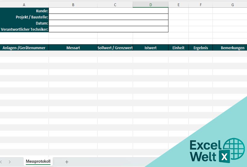 messprotokoll prüfprotokoll vorlage excel