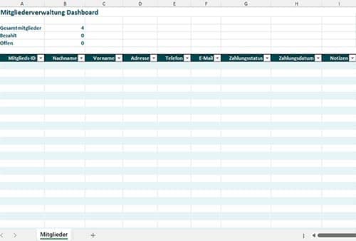 mitgliederverwaltung excel
