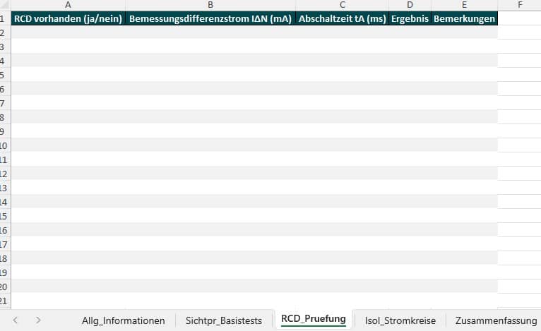 prüfprotokoll elektrische anlagen excel download