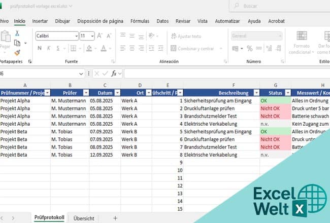 prüfprotokoll vorlage excel