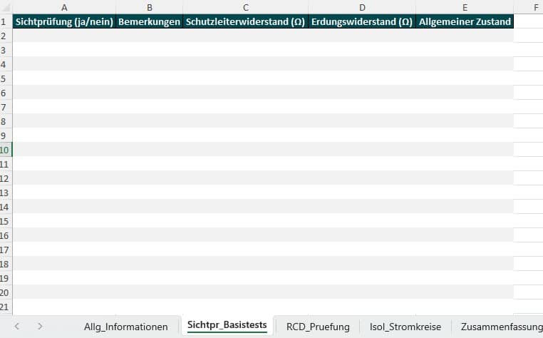 prüprotokoll elektrische anlagen excel download kostenlos