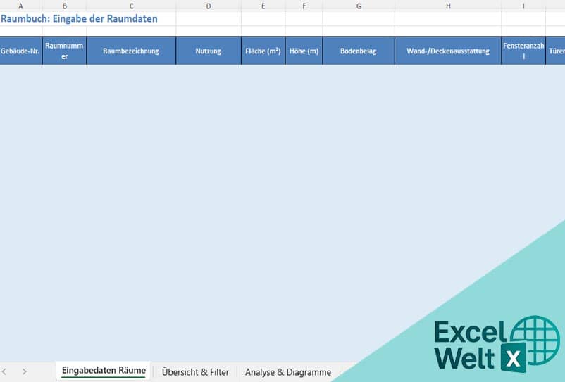 raumbuch vorlage excel