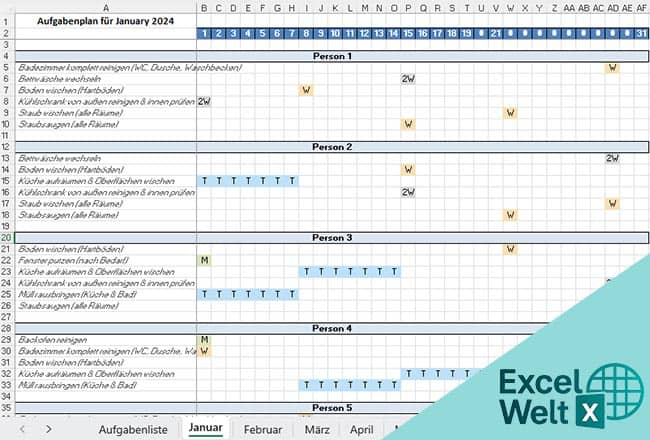 reinigungsplan vorlage excel