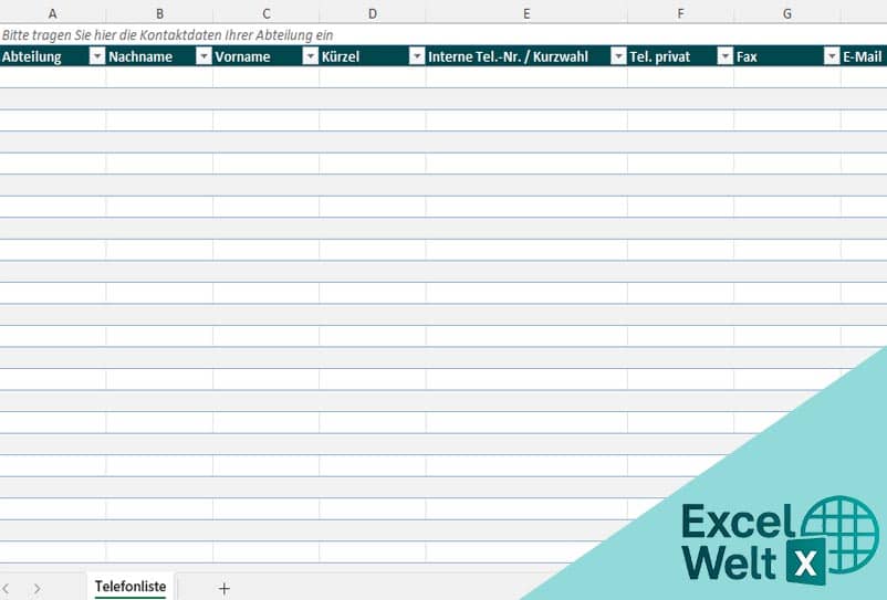 telefonliste vorlage excel