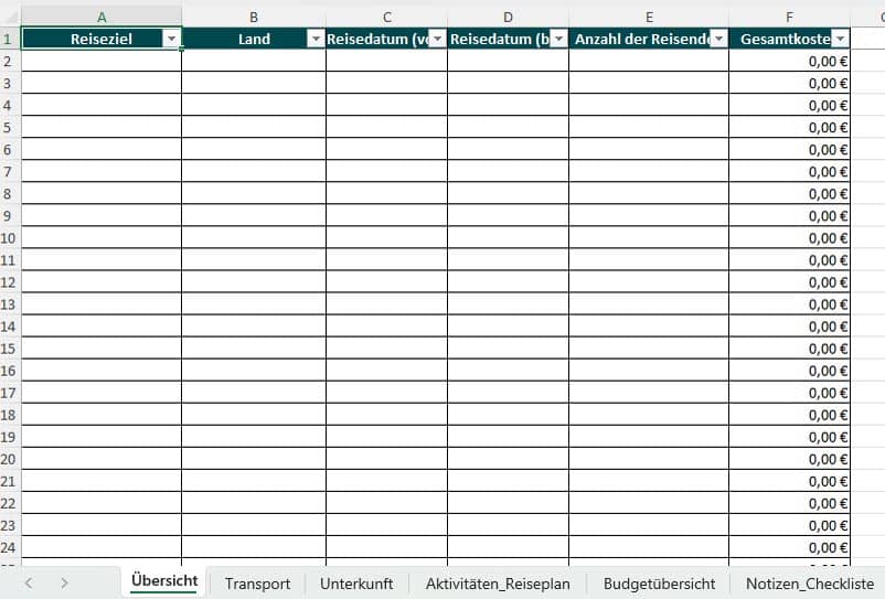 urlaubsplaner excel-vorlage kostenlos
