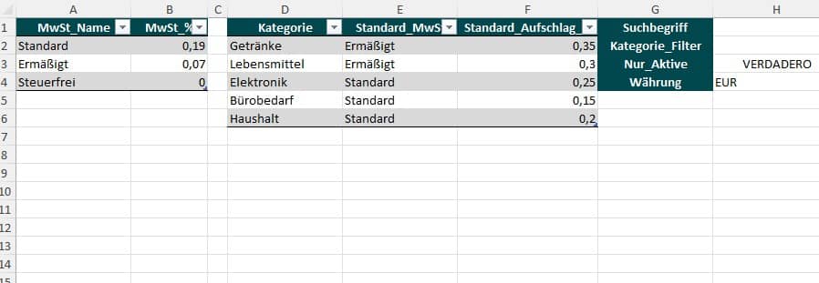 preisliste excel-vorlage gratis