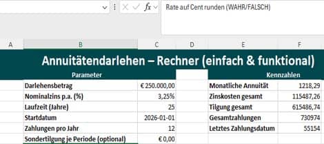 Annuitaetendarlehen excel