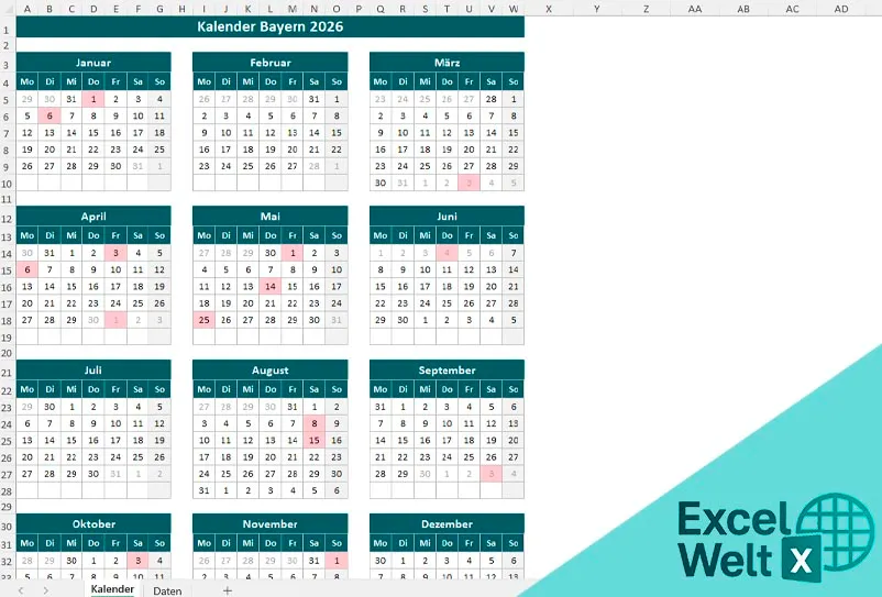 Kalender Bayern 2026 ferien