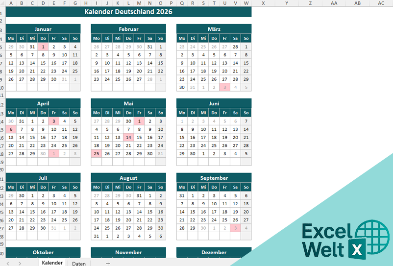 Kalender Deutschland 2026 ferien