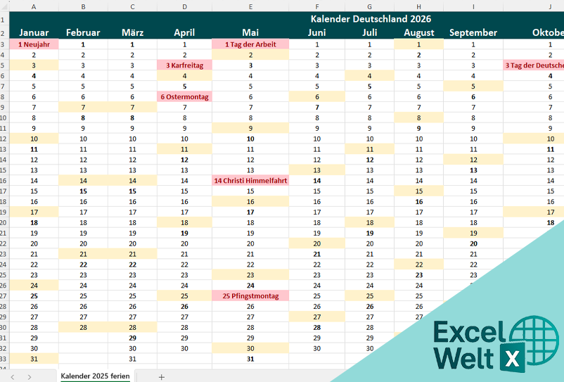 Kalender Deutschland 2026
