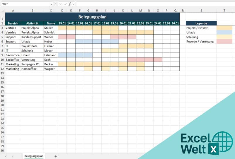 Belegungsplan excel vorlage