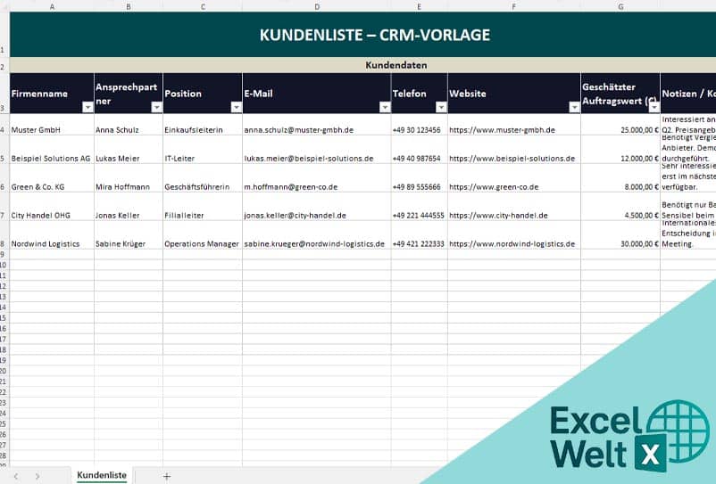excel kundendatenbank