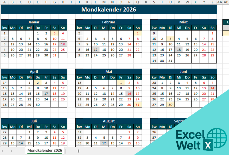 Mondkalender vorlage
