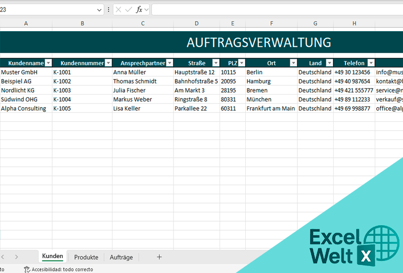 auftragsverwaltung excel vorlage