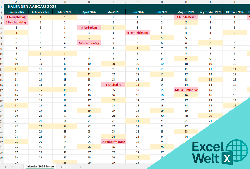 Kalender Aargau 2026