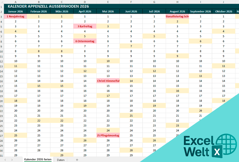 Kalender Appenzell Ausserrhoden 2026