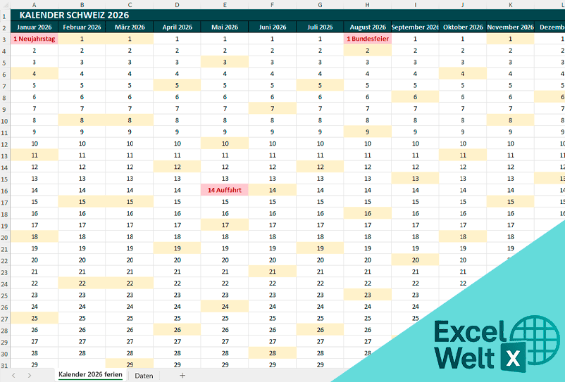 Kalender 2026 Schweiz