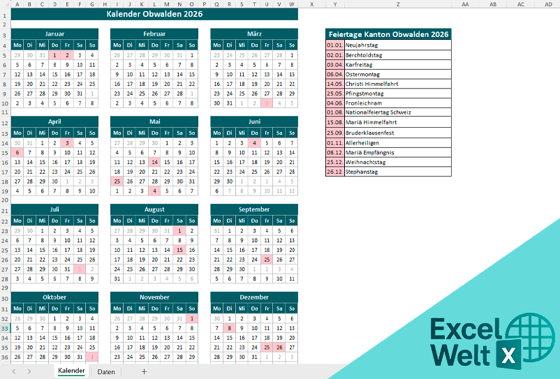 Kalender Obwalden 2026