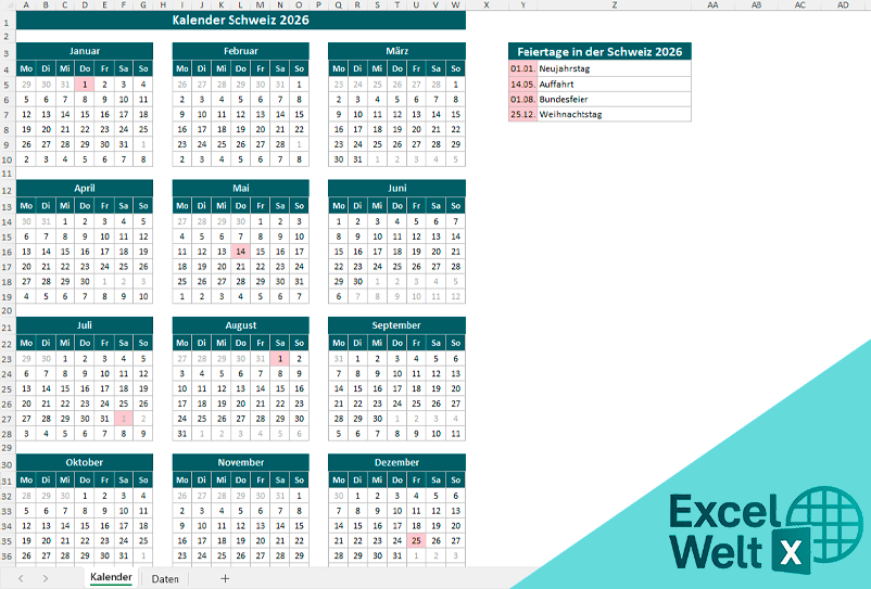 kalender schweiz 2026 feiertage