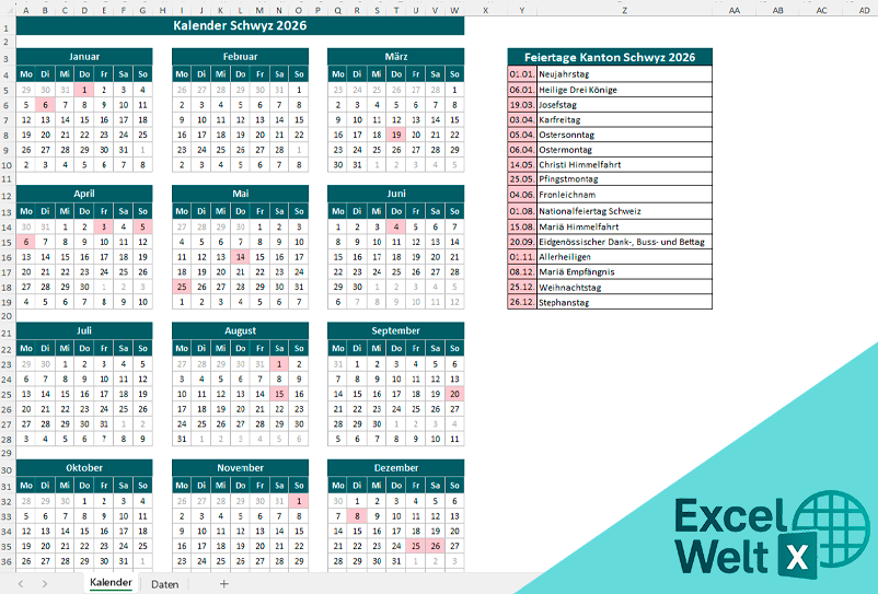 Kalender Schwyz 2026
