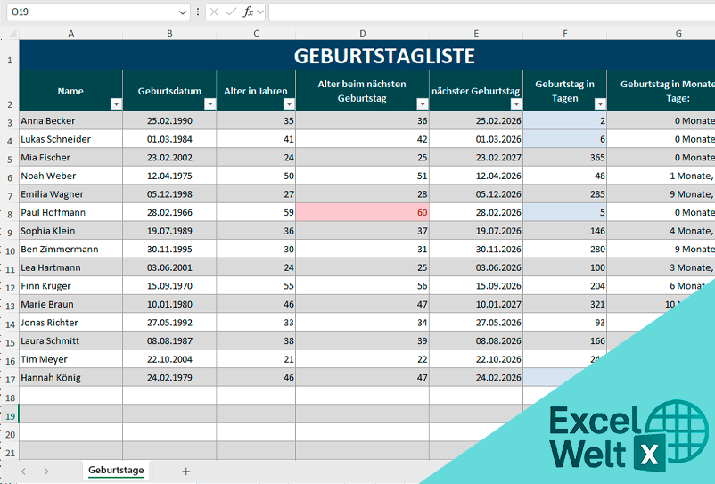 Geburtstagsliste vorlage