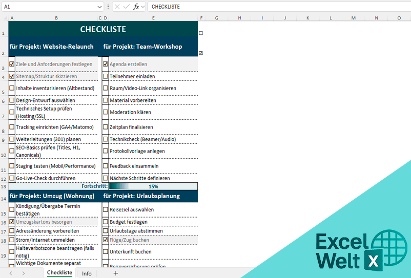checkliste vorlage excel kostenlos
