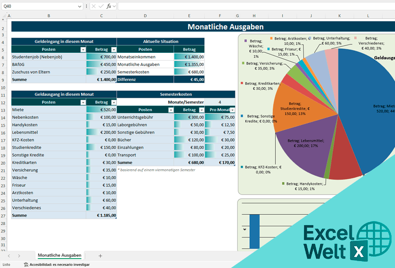monatliche ausgaben excel-vorlage