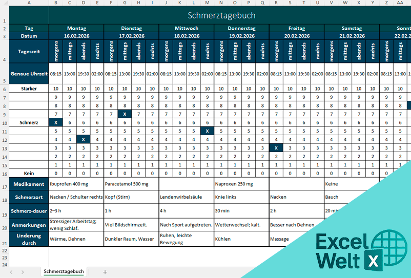 schmerztagebuch vorlage