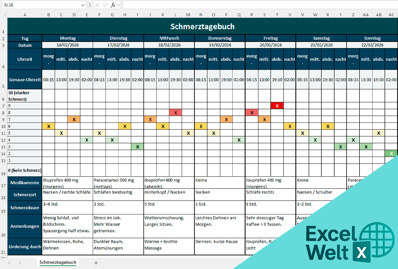 schmerztagebuch zum ausdrucken