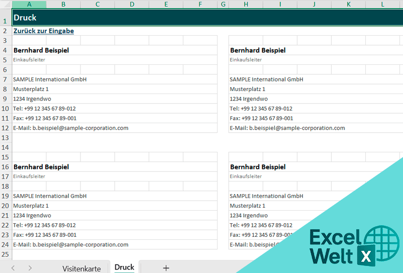 visitenkarten vorlagen excel kostenlos