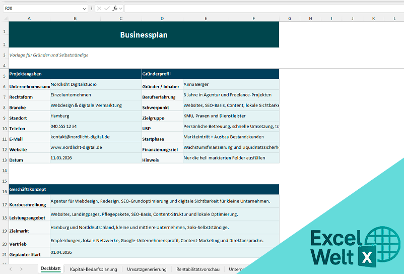 Businessplan excel vorlage gratis