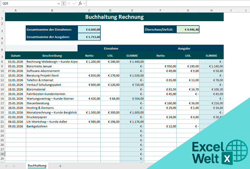 buchhaltungsprogramm excel kostenlos