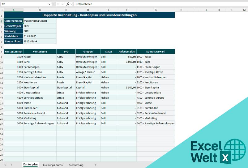 doppelte buchhaltung excel vorlage
