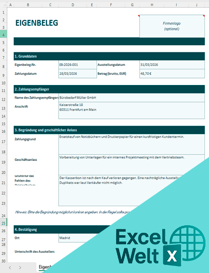 eigenbeleg vorlage excel_ kostenlos