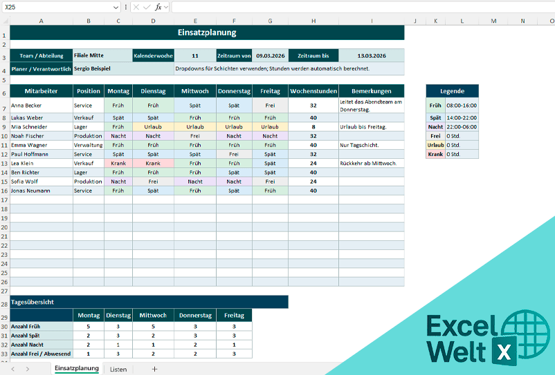 einsatzplanung excel vorlage kostenlos