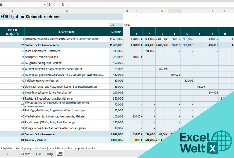 eür kleinunternehmer vorlage kostenlos