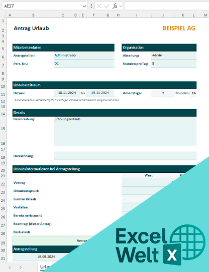 urlaubsantrag vorlage excel