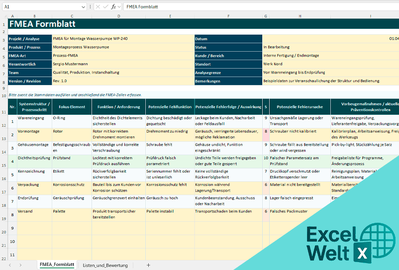 FMEA excel vorlage