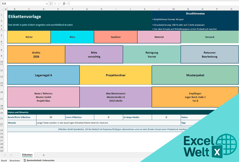 etiketten excel vorlage gratis