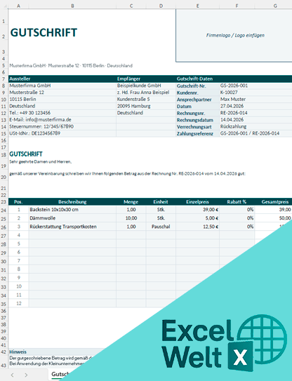 gutschrift zur rechnung