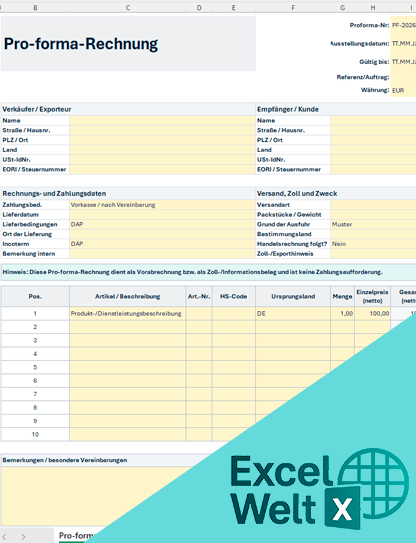 proforma invoice template excel