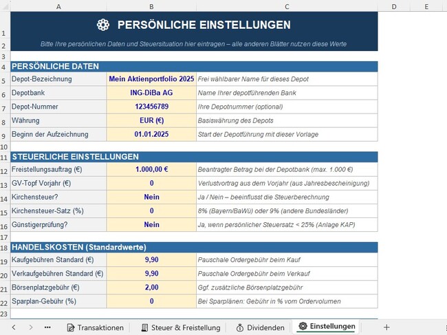 aktien excel-vorlage gratis