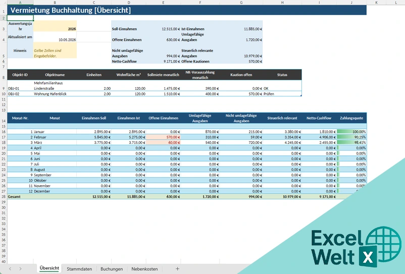 buchhaltung vermietung excel