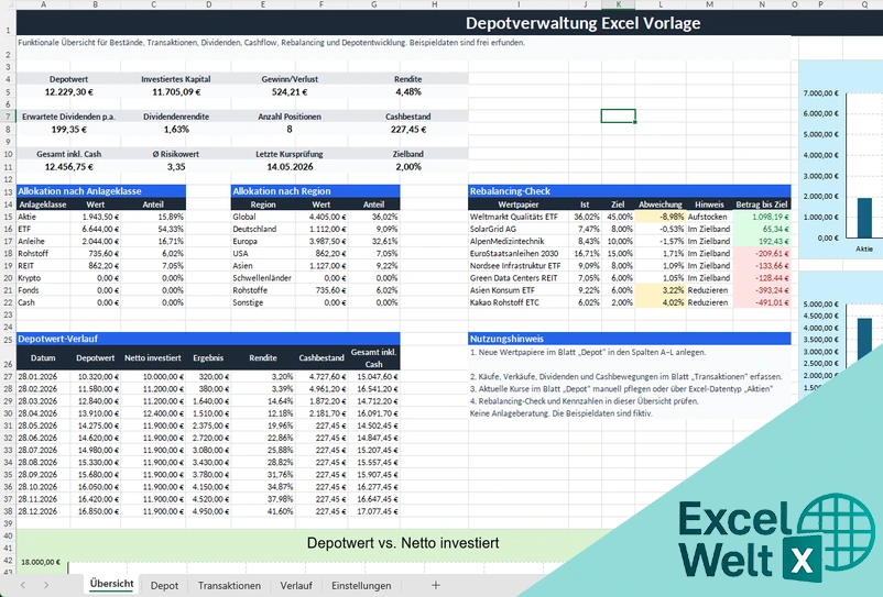 depotübersicht excel vorlage